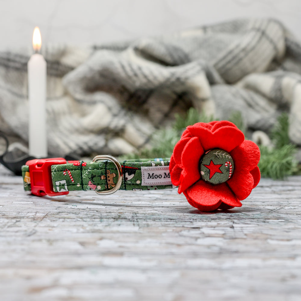 'GINGERBREAD' DOG COLLAR FELT FLOWER