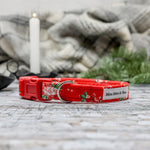 'POINSETTIAS' DOG COLLAR AND OPTIONAL LEAD IN RED