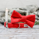 'CORDUROY' DOG BOW TIE IN RED