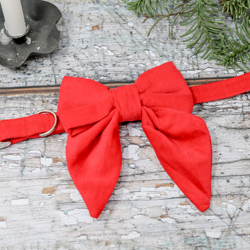 'CORDUROY' DOG SAILOR BOW IN RED